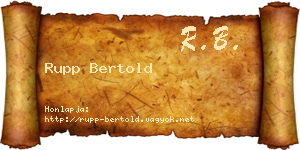 Rupp Bertold névjegykártya